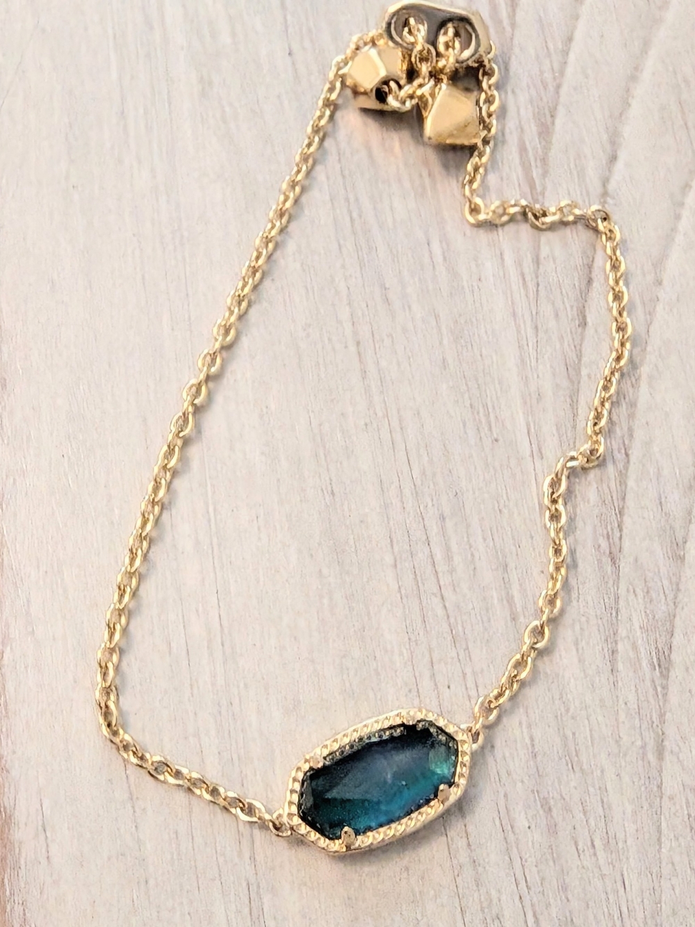 Kendra Scott Elaina Adjustable Chain Bracelet Gold And Green
